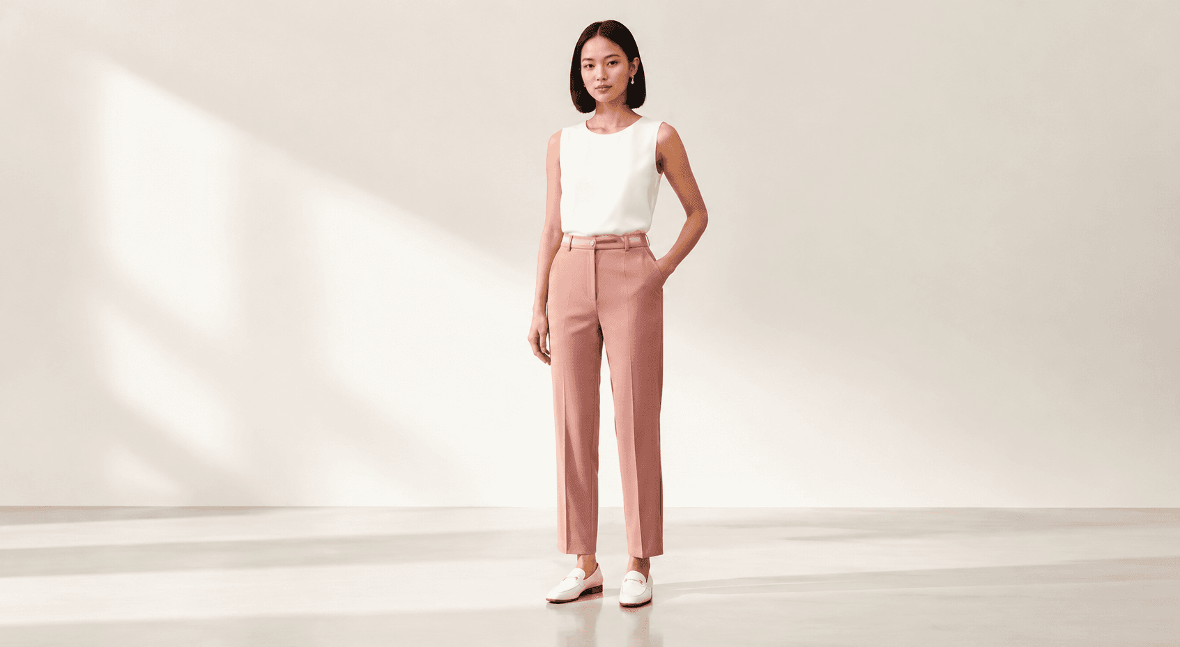 Minimalist fashion portrait in neutral tones